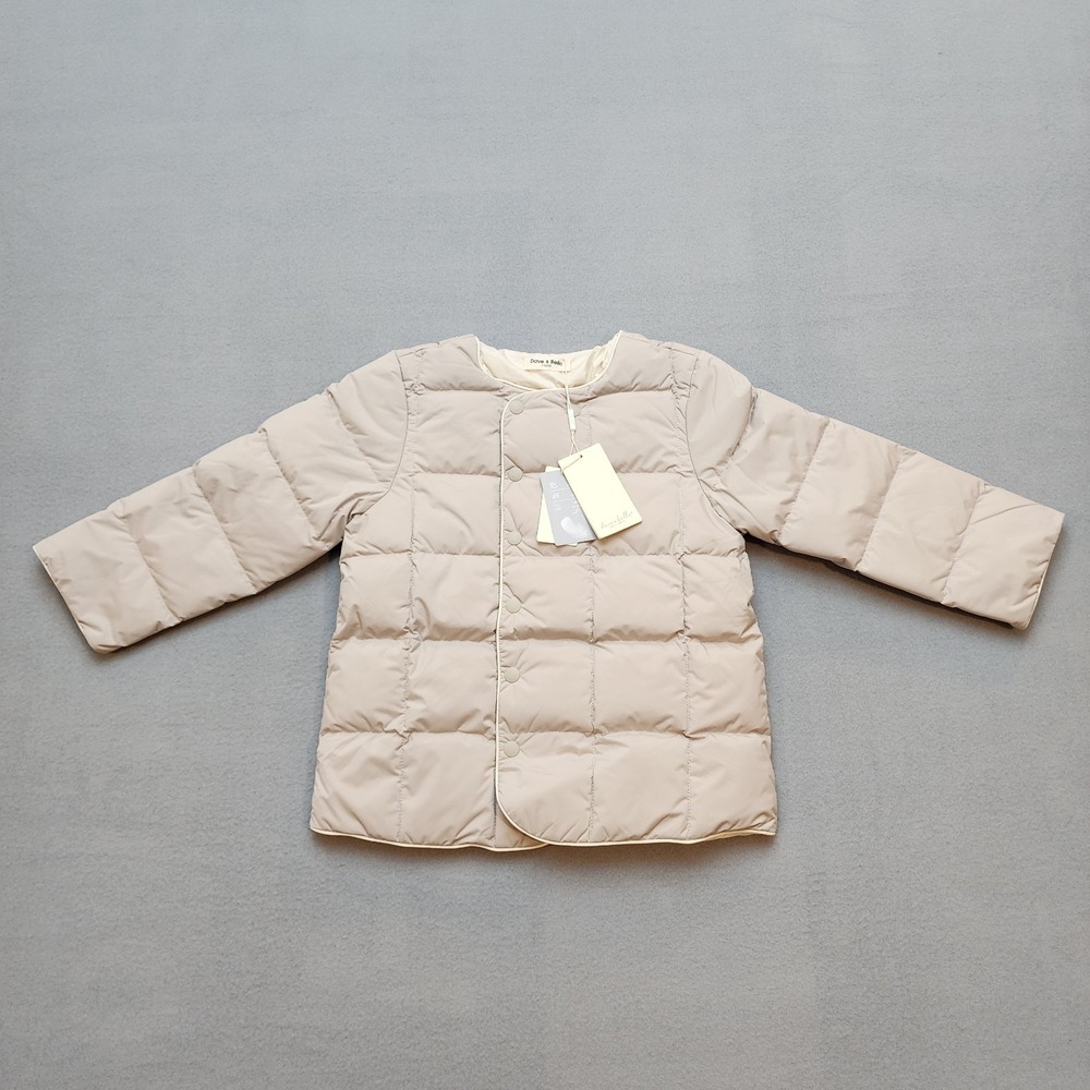 Dave & Bella Kids 110 Beige Duck Down Puffer Jacket Snap Front NWT 2T 3T